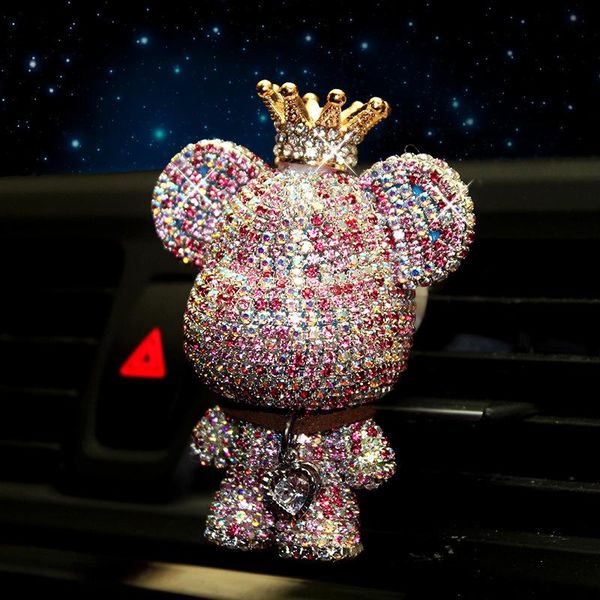 

interior decorations creative car air outlet perfume clip with diamonds cute bear light fragrance ornaments decoration supplies