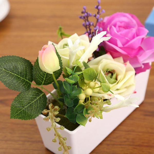

1pcs/lot flower rose silk pot set wedding home party decoration decorative flowers & wreaths