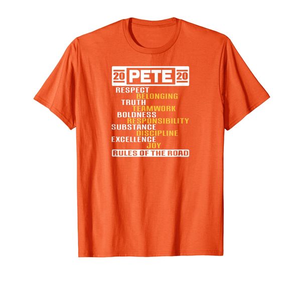 

rules of the road team pete buttigieg t-shirt, White;black