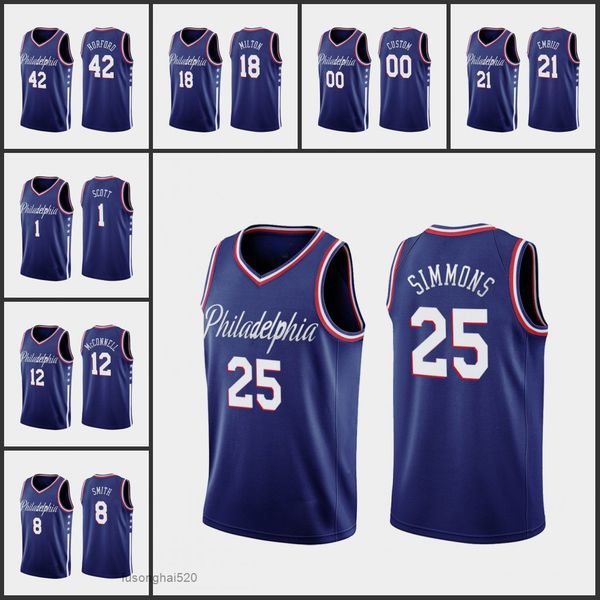 

printed custom philadelphia76ersmen ben simmons joel embiid al horford zhaire smith mike scott customcityedition navy jersey, Black