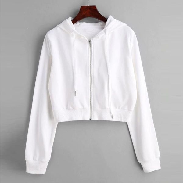 

women's hoodies & sweatshirts hoodie women cropped sweatshirt streetwear casual solid long sleeve zipper pocket shirt hooded #5b, Black