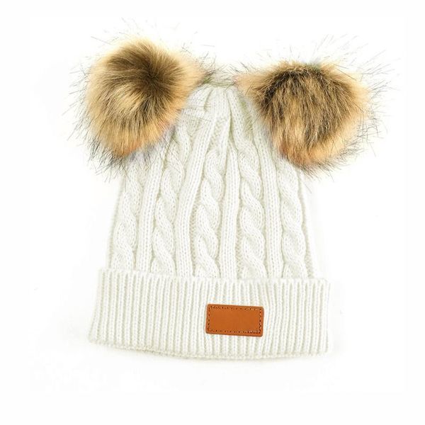 

caps & hats elastic universal breathable lightweight knitting wool keep warm double pom beanie cap gift boy girl practical baby winter hat, Yellow