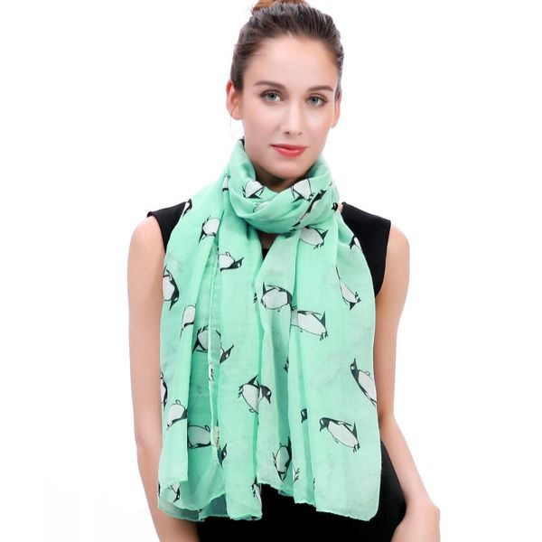 

scarves penguin animal print women scarf shawl wrap soft lightweight, Blue;gray