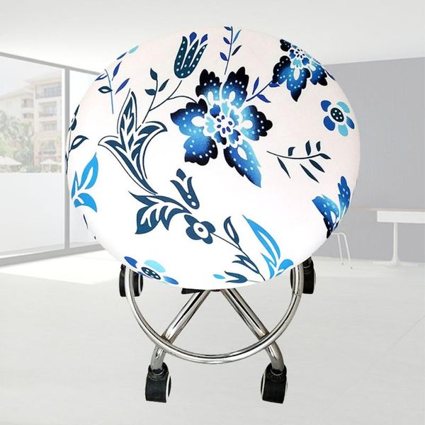 

chair covers slipcover stool cover ornament soft seat four seasons office polyester elastic meeting round bar floral printed home