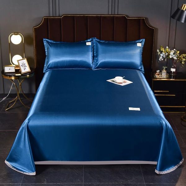 

sheets & sets ice silk bed sheet three-piece set, double single bed, summer linen, machine washable solid color