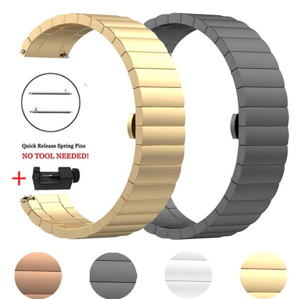 

watch bands stainless steel strap for samsung galaxy active 2 3 41mm 45mm gear sport/s2 s3 42mm 46mm 20mm 22mm band bracelet wristband, Black;brown