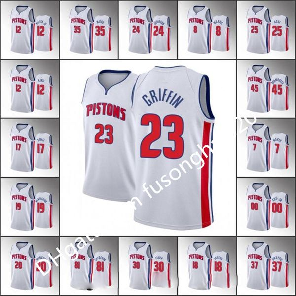 

print men's women kids any player derrick rose blake griffin luke kennard christian wood navy motor white custom basketball jersey, Black;red