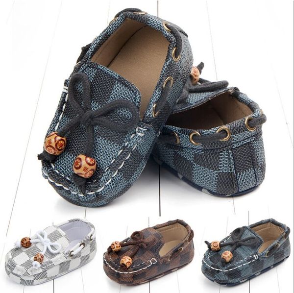 Yenidoğan Bebek Kız Erkek Deri Beşik Ilk Yürüyüşe Bezelye Ayakkabı Yumuşak Taban Bebek Ayakkabı, 3-18 M