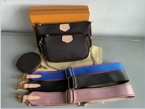 

2022 women favorite genuine leather fashion handbags multi pochette accessoires purses flower mini pochette 3pcs crossbody bag shoulder bags