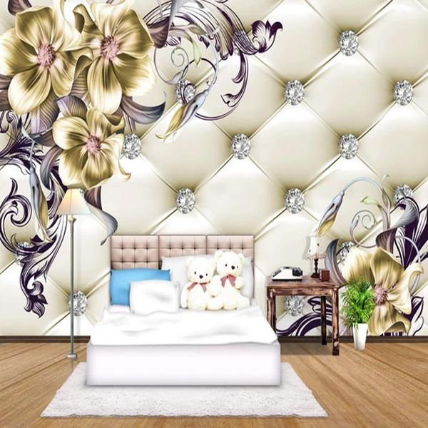 

wallpapers drop european style 3d stereo soft roll flowers mural wallpaper sofa bedroom background wall stickers self-adhesive