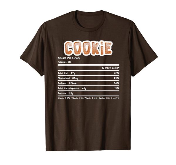 

thanksgiving cookie costume nutritional facts t-shirt, White;black