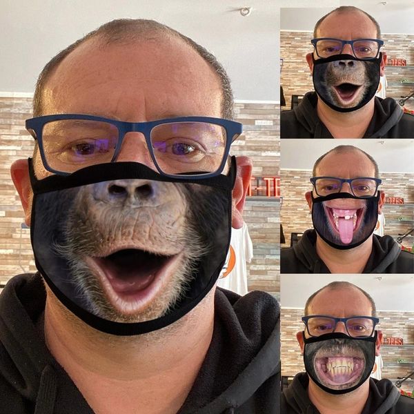

factory outlet masks 20213d digital printing washable cute orangutan mouth expression mask halloween role play