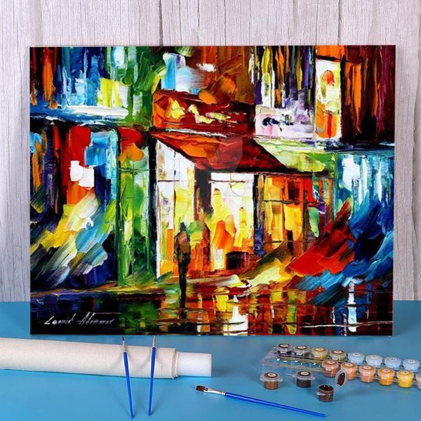 

paintings the song city painting by numbers kit acrylic paints 50*70 paiting handmade for kids wall art handiwork