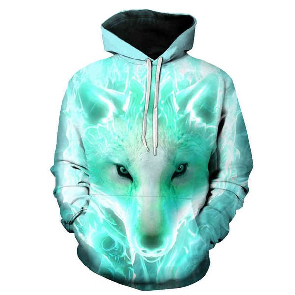 

men's hoodies & sweatshirts big 3-d wolf hoodie with a hood for boys and girls teen children sweater 6dqh, Black