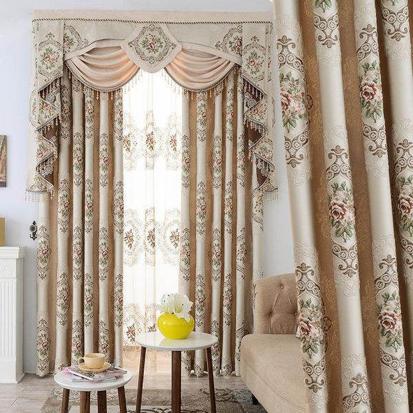 

curtain & drapes curtains for living dining room bedroom high precision yarn-dyed relief jacquard valance tulle customization