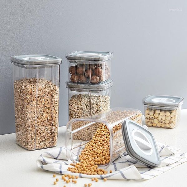 

600/1300/2000ml stackable kitchen sealed jar plastic storage box multigrain tank dried fruit containers bottles & jars