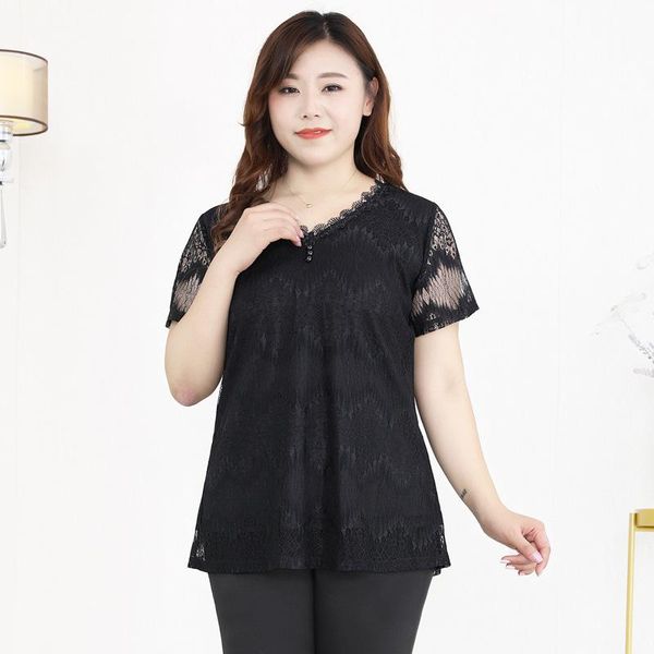 

women v neck shirts 2021 summer women's lace black blouses shirt plus size female tunics lady xq475 &, White