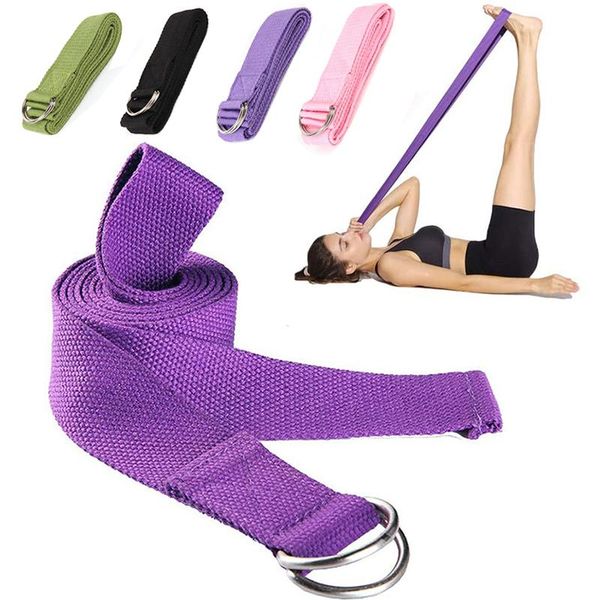 

183cm cotton yoga stretch strap rope d-ring buckle belt pilates dance gymnastics gym sport fitness exercise equiment resistance bands