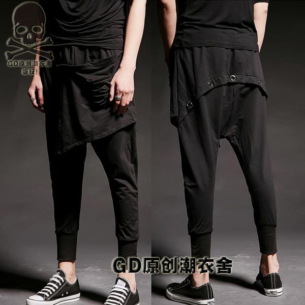 

27-44 2021 men's clothing fashion hair stylist personality korean feet harem pants trousers plus size singer costumes, Black