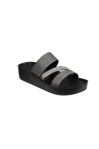 

slippers women cross cubic zirconia platinum flat bottom, Black