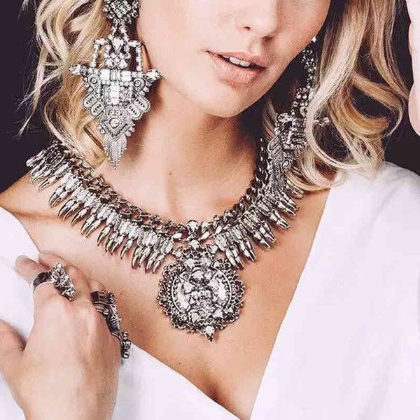 

jewelry sets ztech new vintage necklace set with earring crystal exaggerated big brand luxury charm statement & pendant, Black