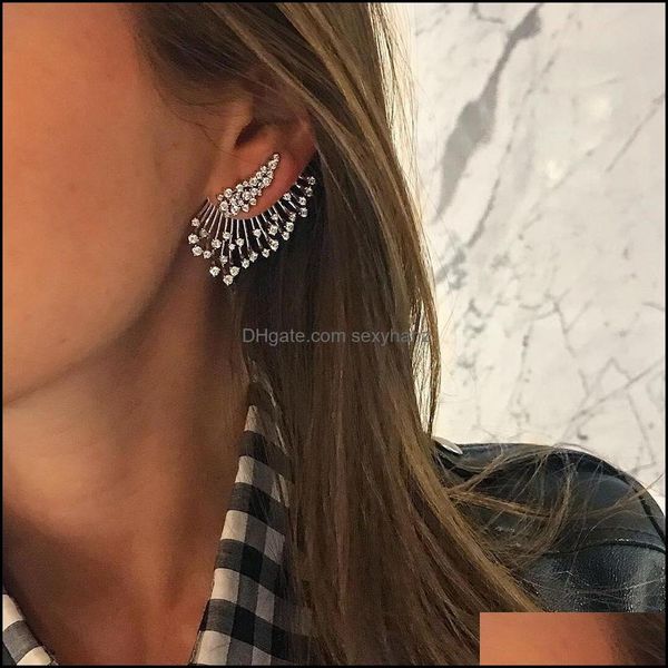 

stud earrings jewelry fashion vintage mti-drill asymmetric wing single piece s645 drop delivery 2021 euqbl, Golden;silver