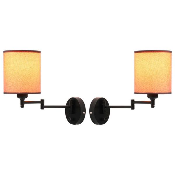 

wall lamp 2pcs light swinging arm modern lights with linen lampshade plug-in or mounted installation e27 socket