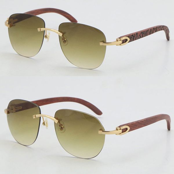 Großhandel Verkauf Randlos Original Holz Sonnenbrille Metall Unisex Große Quadratische Mode Holz Sonnenbrille Schutzbrille C Dekoration Schild UV400 Objektiv Männlich und Weiblich