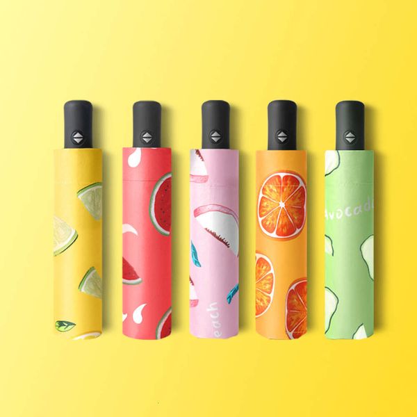 

black gum ultraviolet three fold full automatic umbrella sunshine rain dual purpose sun fruit sunshade