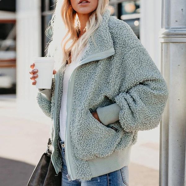 

women's fur coats autumn and winter warm soft coat thick plush jackets, Black;brown