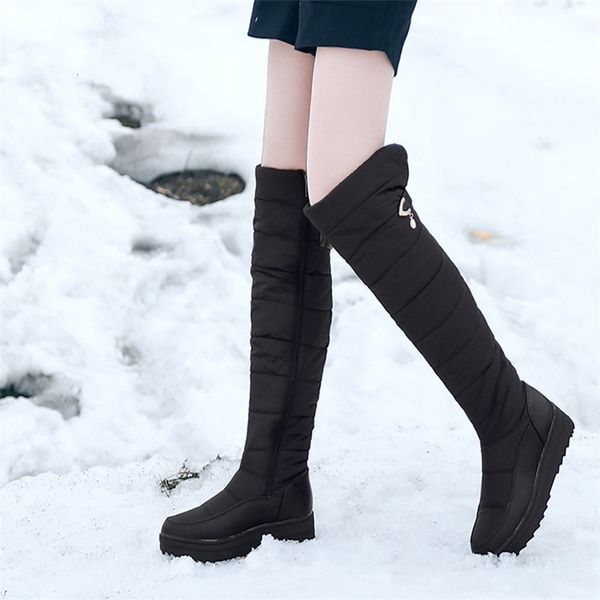 

asumer winter women's skin knee snow boots of women cotton shoes, Black