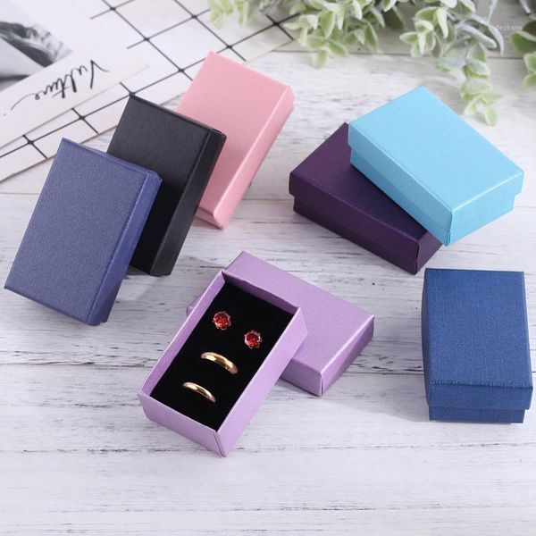 

5x8x3cm jewelry gift box ring necklace bracelets gifts present storage display boxes with sponge inside rectangle wrap1