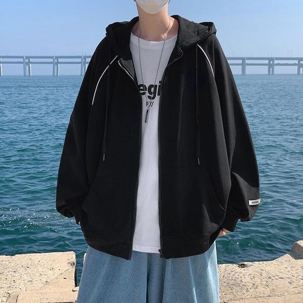 

men's jackets wholesale clothing fashion jacket men korean clothes windbreaker reflective zip up hoodie, Black;brown