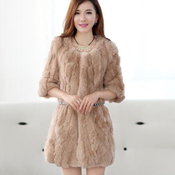

women's fur & faux 2021 autumn winter real coat women female long overcoat outwear warm jacket a130, Black