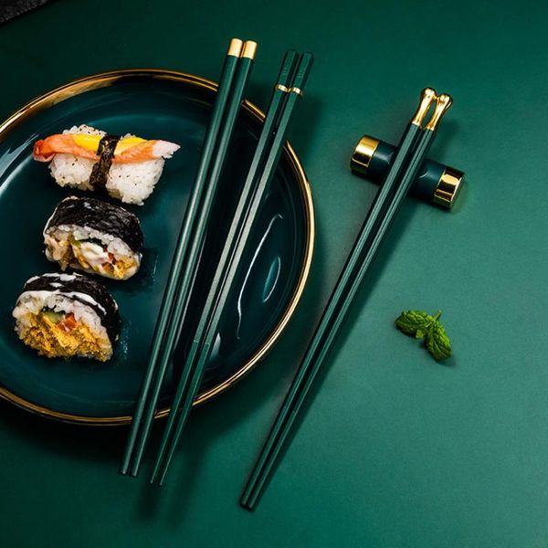 

chopsticks japanese non-slip for eating sushi sticks reusable korean set home healthy alloy tableware