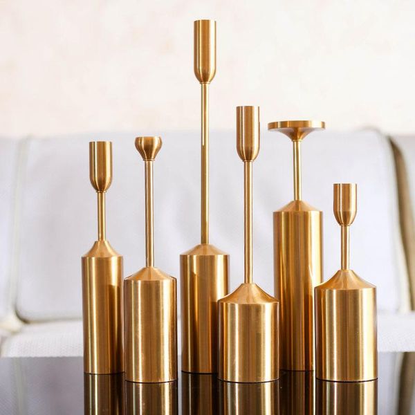 

candle holders six-piece candlestick furnishings european style retro made old iron handicrafts wine cabinet tv partition decoration