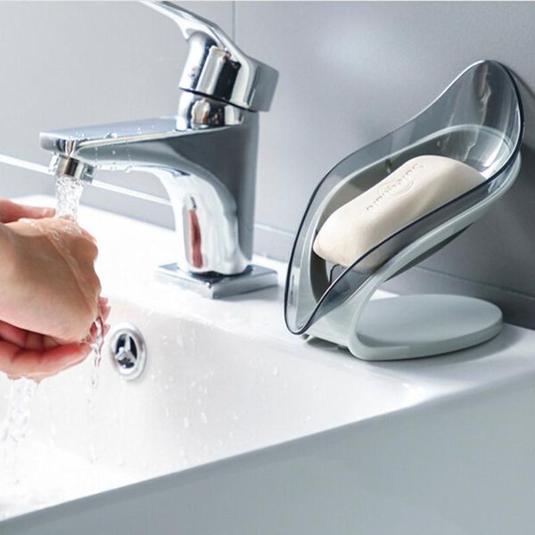 

leaf shaped soap box vertical transparent drain sponge storage bathroom rack dishes