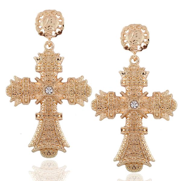 

fashion atmospheric pressure flower earrings simple inlaid cross earrings