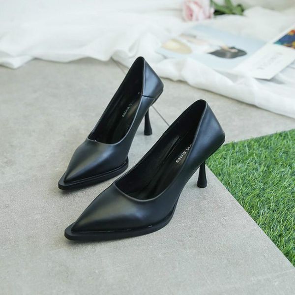 

dress shoes woman simple pointed toe thin high heel fashion office career women's pumps ladies shallow, Black