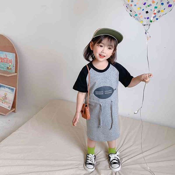 

summer arrival girls fashion printed dress kids korean design 210528, Red;yellow