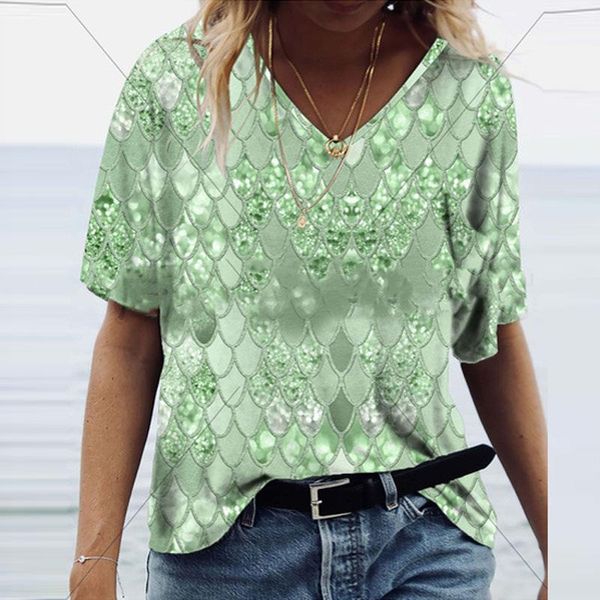 

women's blouses & shirts casual v neck short sleeve 2021 summer fashion printed women and autumn loose streetwear beach pullover, White