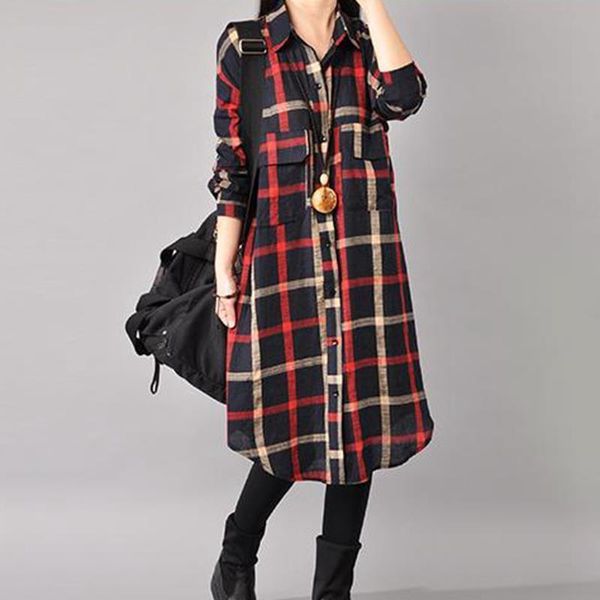 

women blouses manubea three quarter sleeve grid blouse casual long plaid shirts and loose lattice blusa feminina, White