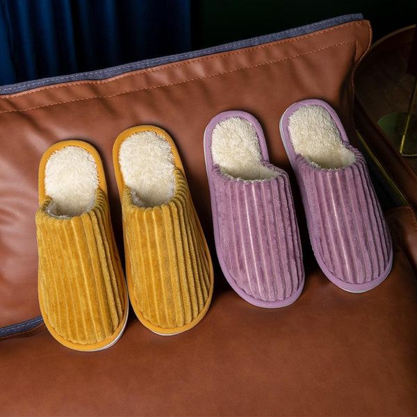 

slippers women indoor warm plush home slipper autumn winter shoes woman house flat floor soft slient slides for bedroom, Black