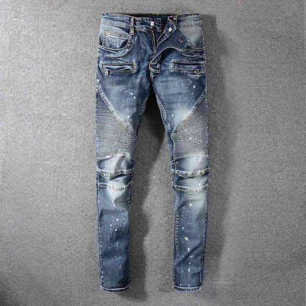 

italian style fashion ny stretch casual jeans designer classical blue color men high quality