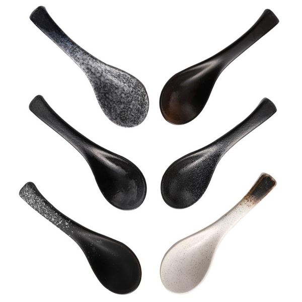 

spoons 6pcs japanese style soup spoon ceramic rice home kitchen tableware