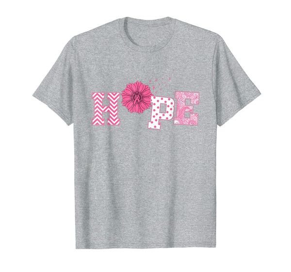 

hope sunflower pink ribbon breast cancer awareness t-shirt, White;black