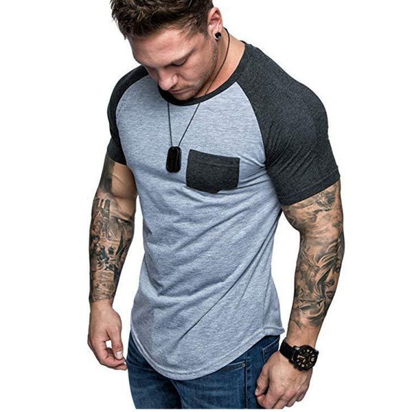 

luxury t shirt summer fashion t shirt raglan sleeve patch pocket color matching outdoor sports short-sleeved high-quali, White;black