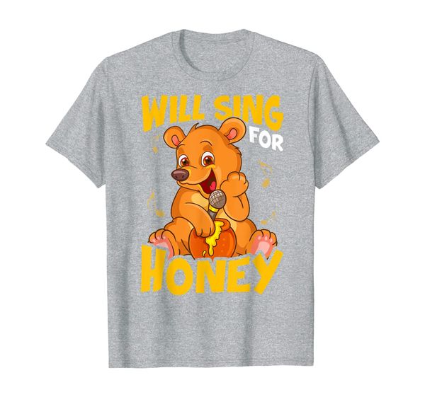 

funny will sing for honey cute teddy bear t-shirt, White;black