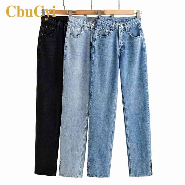 

jeans woman's fashion washed high waist baggy trousers women straight wide leg jeans vintage cotton denim pants ropa mujer, Blue