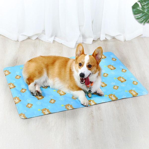 

kennels & pens pet cold gel mat dog cooling cushion pvc soft comfortable heat relief cat sleeping bed cartoon print puppy ice mattress
